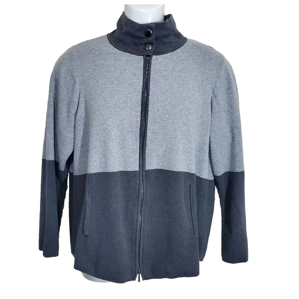 Belford Jacket XL Gray Zip Front Cardigan Sweater Pima Cotton Funnel Mock